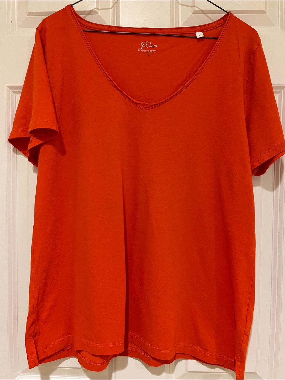 J. Crew Short Sleeve V-Neck Tee in Bright Orange